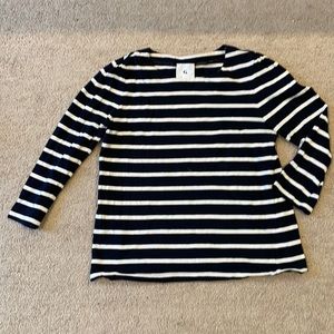 G Label 3/4 Sleeve Puff Shoulder Striped Shirt